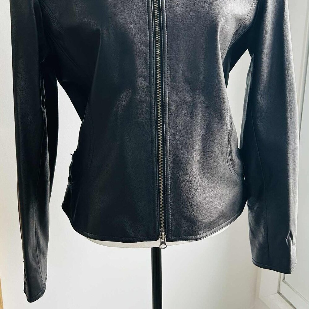 Harley-Davidson Black Leather Moto Jacket with Embroidered Filigree – US L - Picture 7 of 12